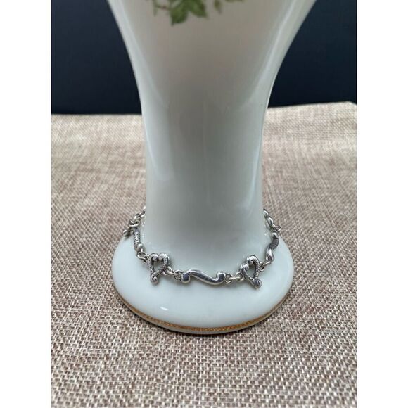 Brighton Silver-Tone Heart Shape Engraved Link Bracelet - Picture 1 of 7